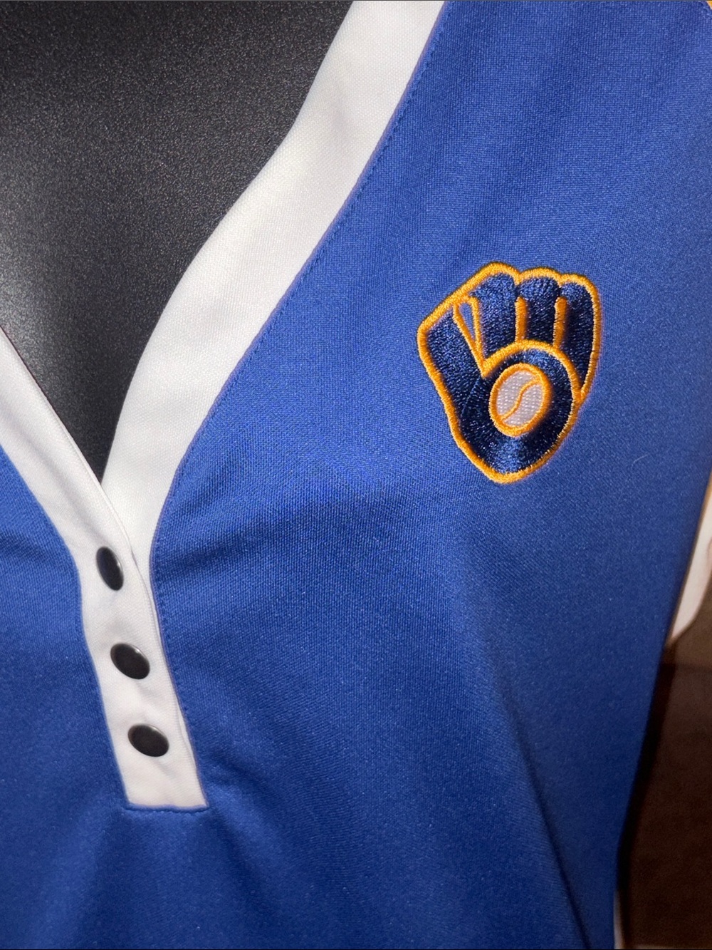 Milwaukee Brewers royal Cooperstown collection diva raglan v-neck t shirt XL - Picture 5 of 9